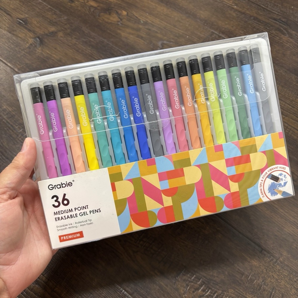 Grabie 36 Medium Point Erasable Gel Pens Set With Vibrant Colors & Smooth Writin